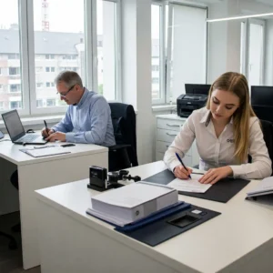 scrivener notaries completing work on personal documents